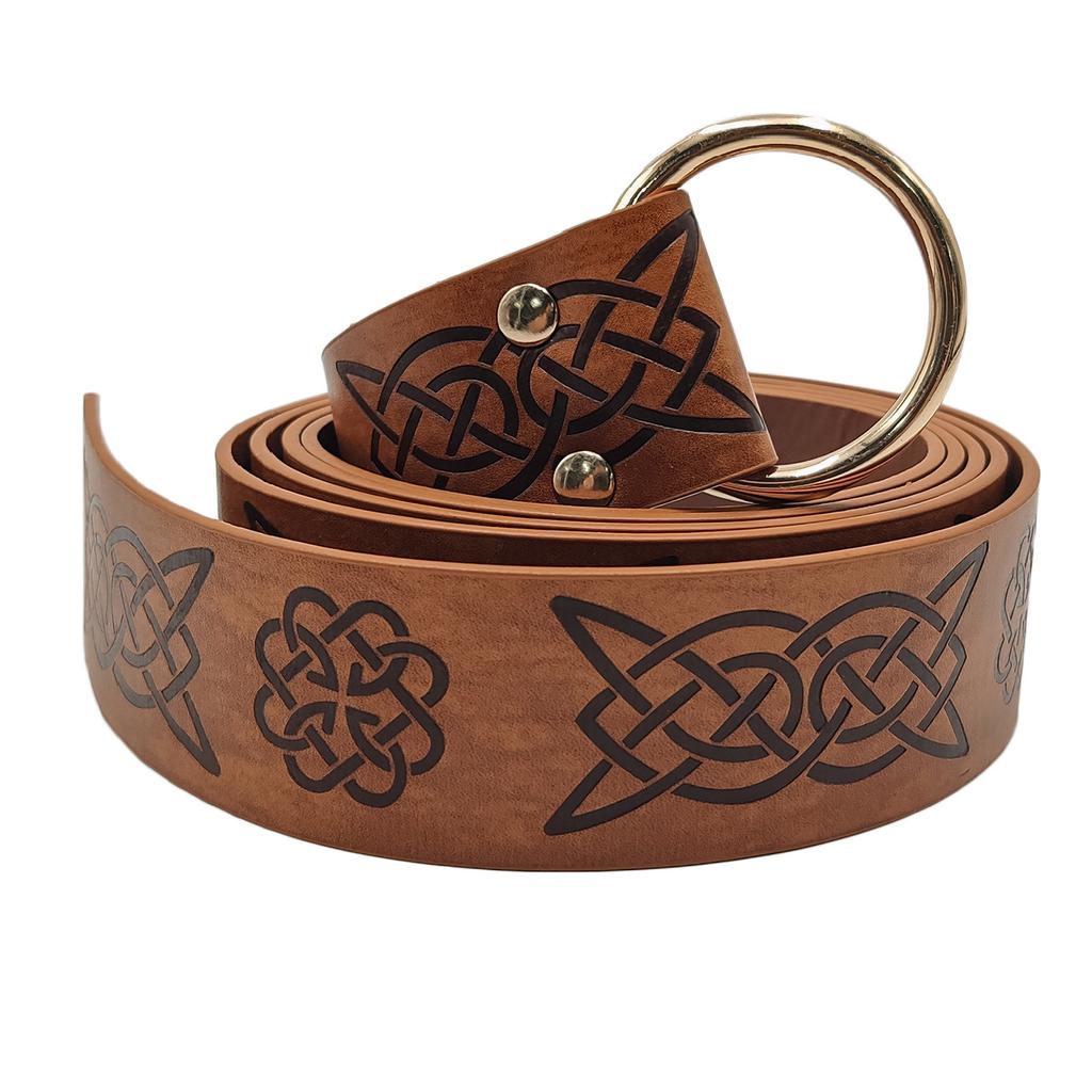 Medieval Embossed Waist Belt Bag Set for Men Women Vintage Knights Costume Circular Waistband Coin Purse Cosplay Decors
