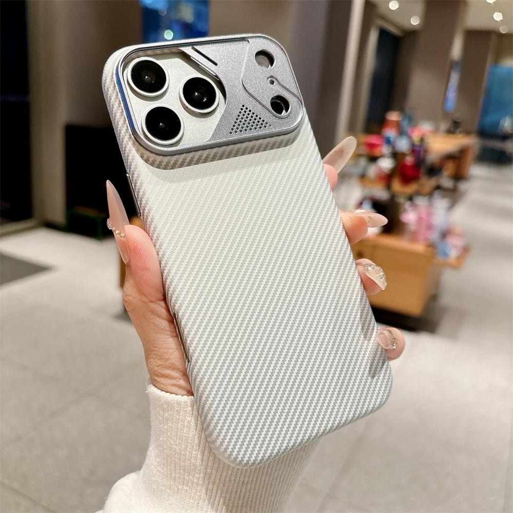 

Luxury Built-in Magnet Magnetic Carbon Fiber Phone Case For iPhone 17 Pro Max 17Pro Metal Lens Protector For Magsafe Matte Cover iPhone17 Pro Max