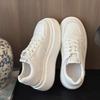 Leather platform white shoes women's shoes 2025 new versatile sports and leisure shoes heightening lace-up lightweight lace-up board shoes