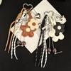 MIU Leather Flower Tassel Keychain with Beads - Korean Style Keychain Charm