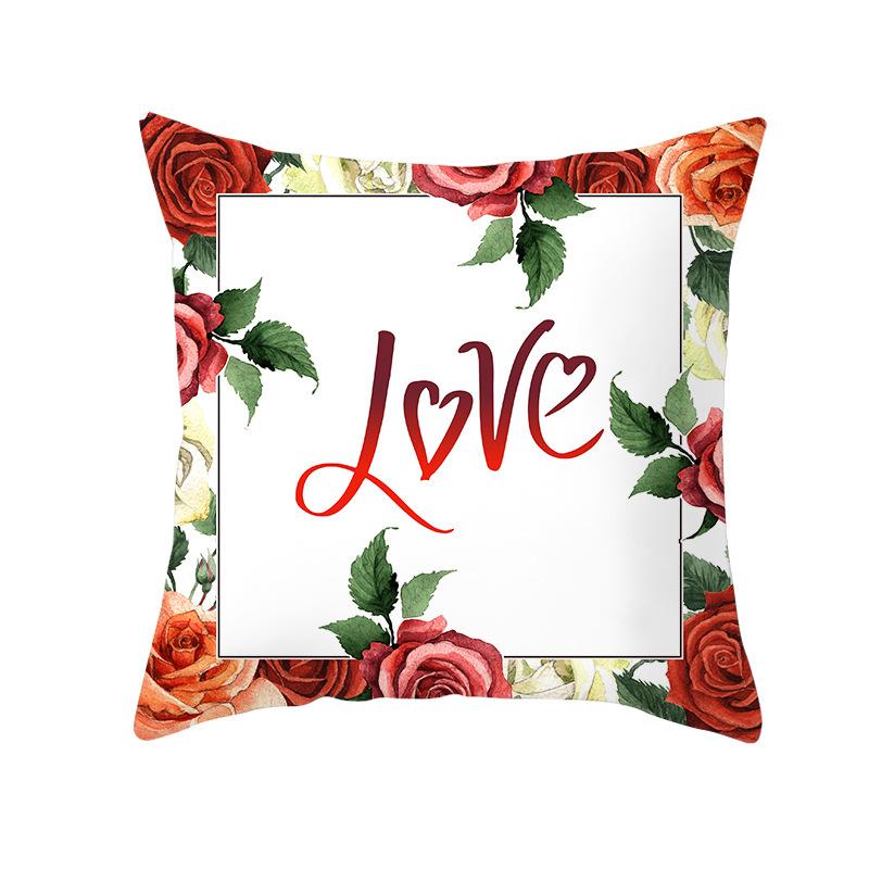 Pink Series Valentine's Day Peach Skin Pillowcase Home Sofa Cushion Cover Square Pillowcase