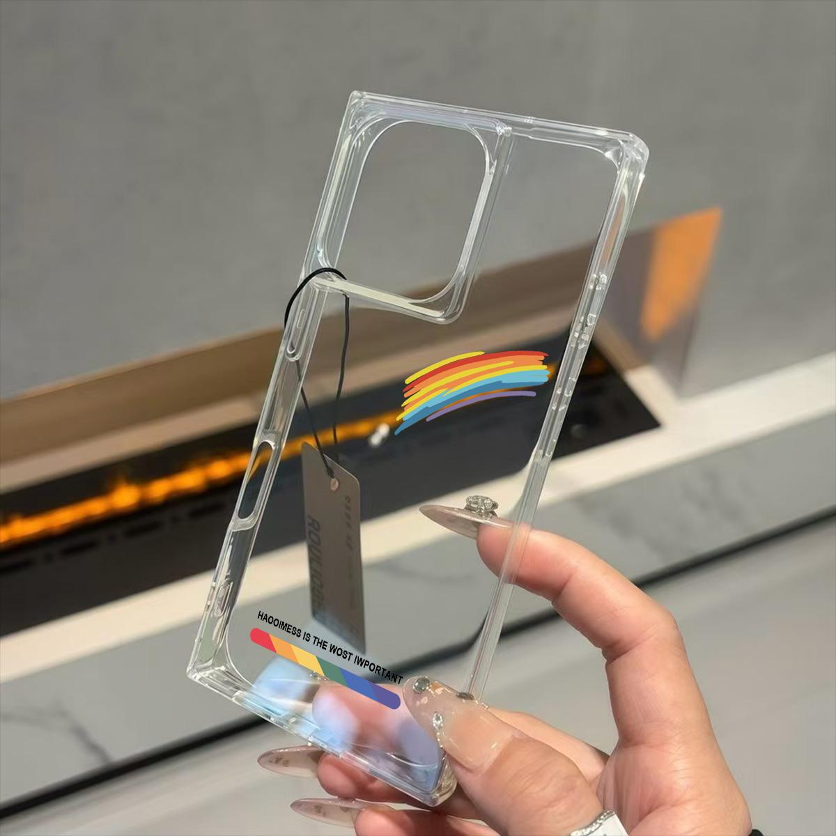 

Прозрачный квадратный чехол-накладка для iPhone 13 16 ProMax 14 Pro Max 11 15 Plus 12 Защита от кислорода, Радужный узор iphone 11 ProMax