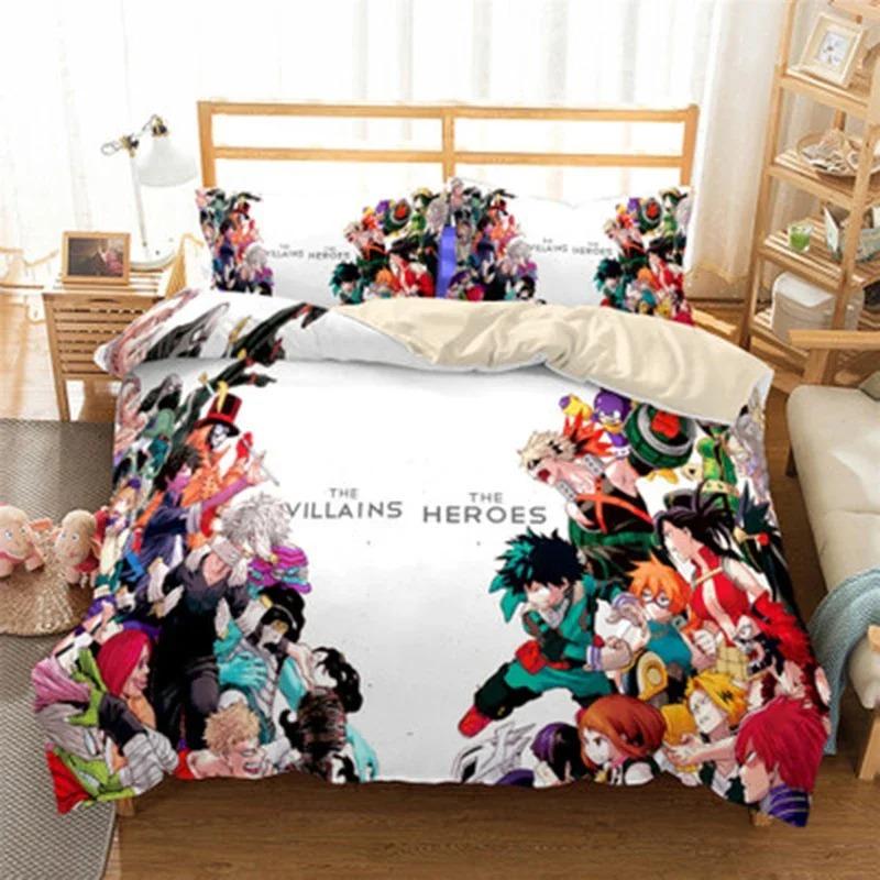 3D Printed My Hero Bedding Set Anime Quilt Cover With Pillowcase Single Queen King Size For Kids Adults Boys