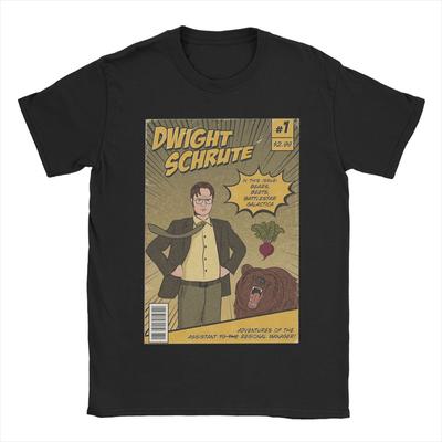 Camiseta de Hombre Dwight Schrute Comics Vintage Camiseta de Algodón Manga Corta Camisetas Serie de TV The Office Cuello Redondo Ropa Gráfica