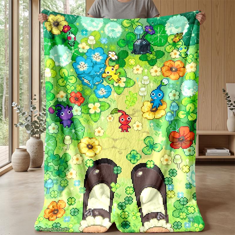 Soft Flannel Blanket Lightweight Cozy Bedroom Living Room CoverPikmin