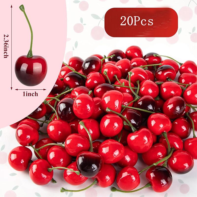 10/20Pcs Fake Cherry Artificial Fruit Model Simulation Cherry Ornament Craft Food Photography props Party Decor Home Decoration