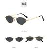 Polygonal sunglasses, high-end, small frame design, stylish metal sunglasses, trendy eyewear for both men and women, runway style