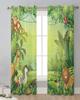 Tropical Jungle Cartoon Animal Lion Sheer Curtains for Living Room Decoration Window Curtains Kitchen Tulle Voile Curtains