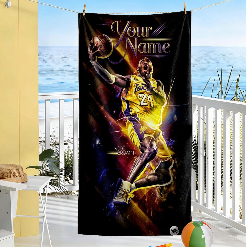 Kobe Personalized Text Beach Towel Super Soft Absorbent Ideal For Travel Outdoor Swim Pool Yoga Surf Camping Hiking Gym Gift Holiday