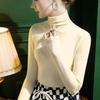 Brushed Women's Semi-High Neck Slimming Long Sleeve Top - Fashionable and Versatile.
