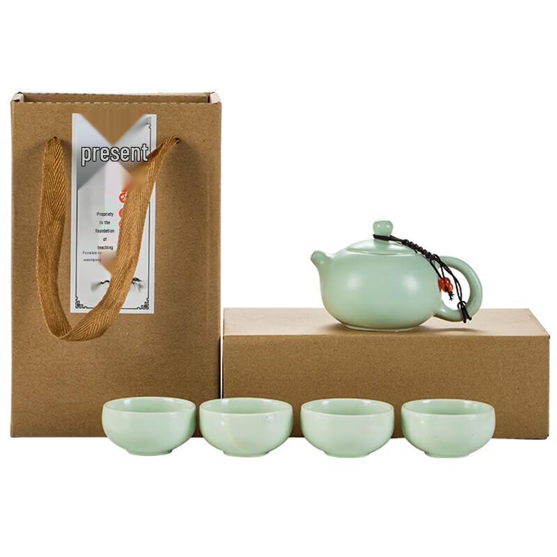 Heyuxi Ceramic Kung Fu Tea Set with Xishi Pot (1 Pot, 4 Cups)