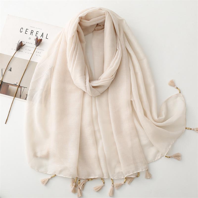 Four Seasons Women'S Sunshade Scarf Creative Feather Arrows Geometric Wood Beads Cotton Hemp Air Conditioning Sunscreen Beach Scarf Shawl