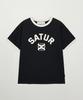 Seteo Arch Logo Ringer Short Sleeve T-Shirt Black