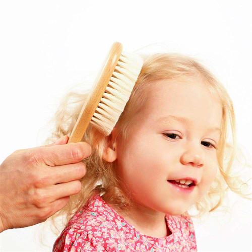 Kingsie Baby Hairbrush and Comb Set, 2-Piece Set, Natural Wood and Goat Hair Brush, Newborn Baby Hair Care, Baby Shower Gift