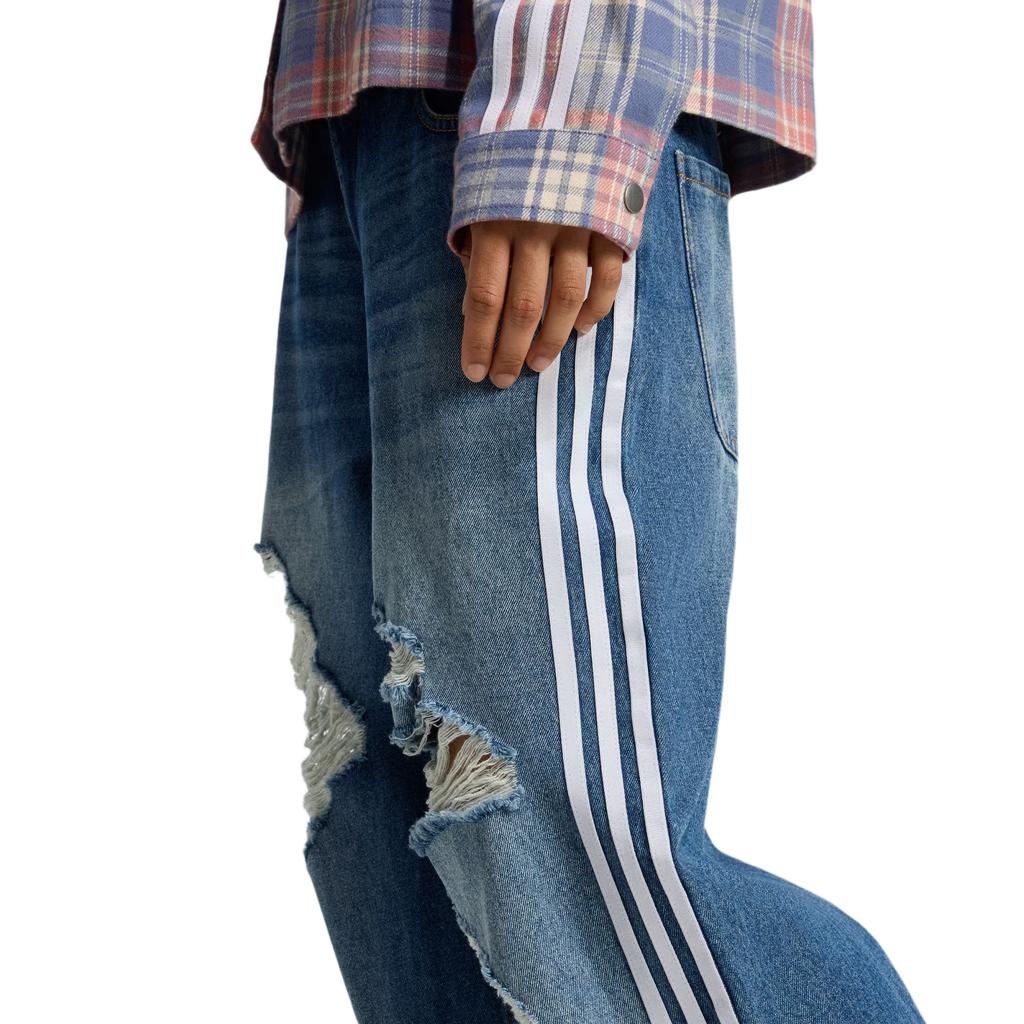 adidas Originals Ripped-detailing Striped Jeans KE3300