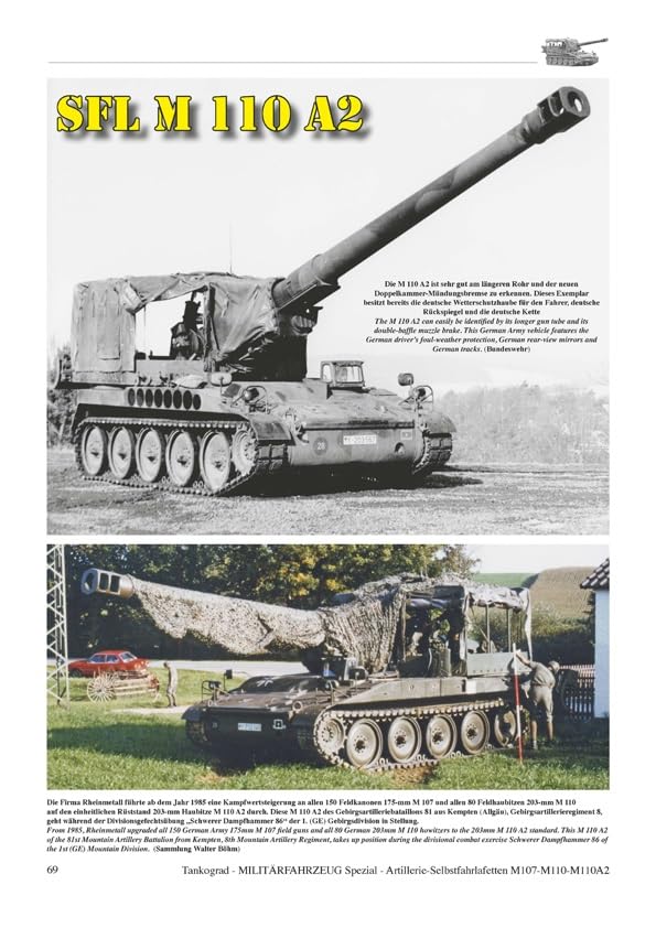 Tankograd German Bundeswehr heavy gun M107 to M110A2 Origin and technology in the United and operation in Germany Model document book self-propelled