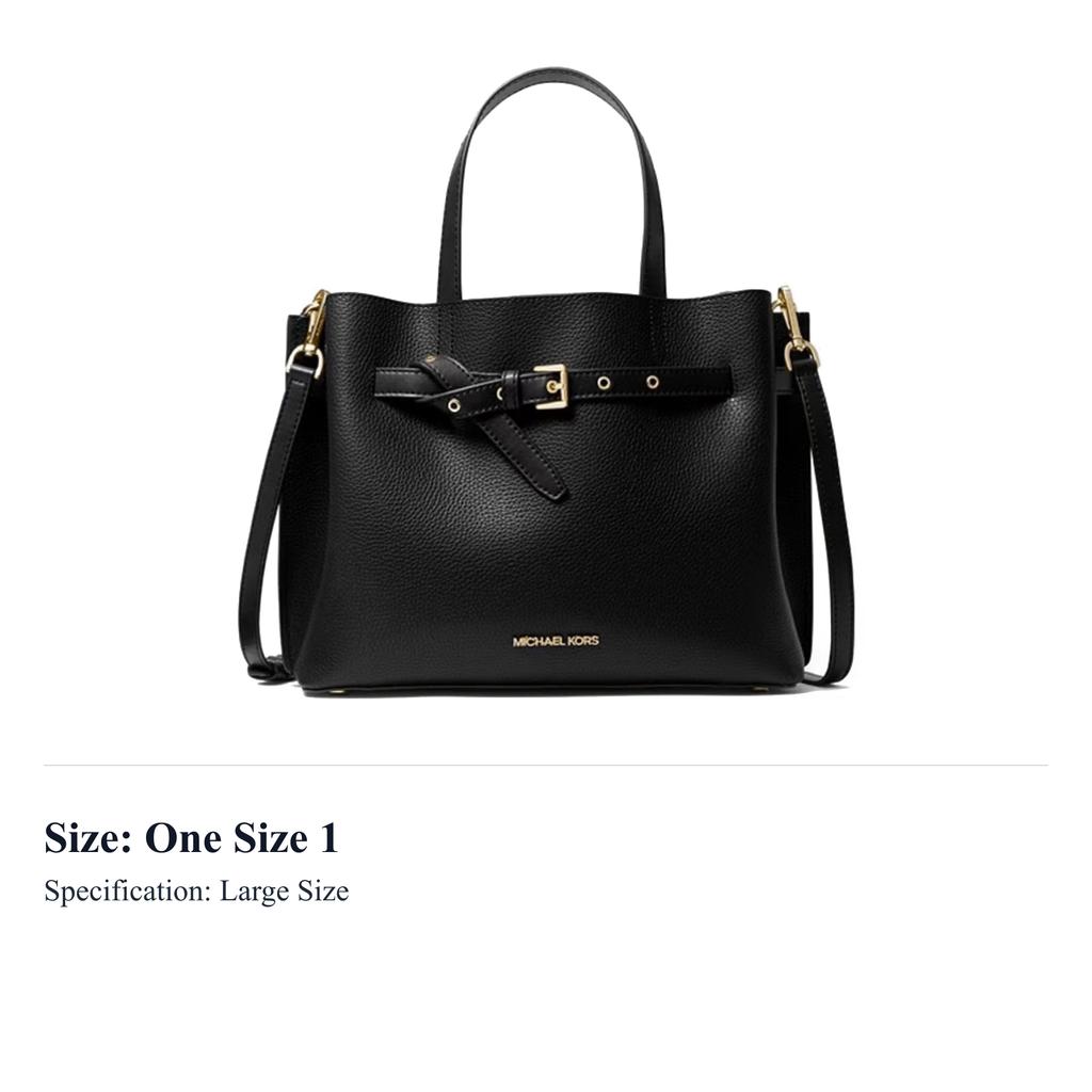 Michael Kors Emilia Litschi-Körnerleder Umhängetasche, Crossbody-Tasche, Handtasche Groß Damen Reines Schwarz 35H0GU5S7T-001