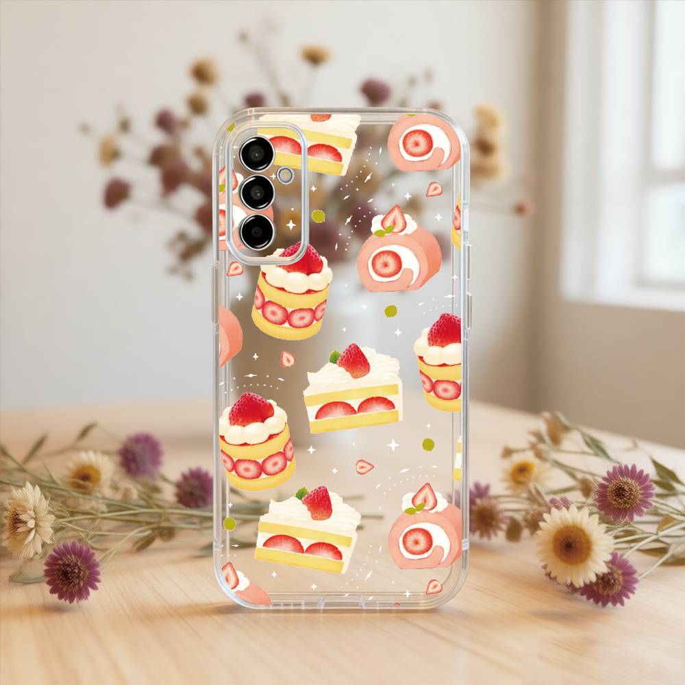 

Cute cake Phone Case For SamsungA10,12,20,21S,30,31,40,50,51,52,70,71 Transparent Cover Samsung a40
