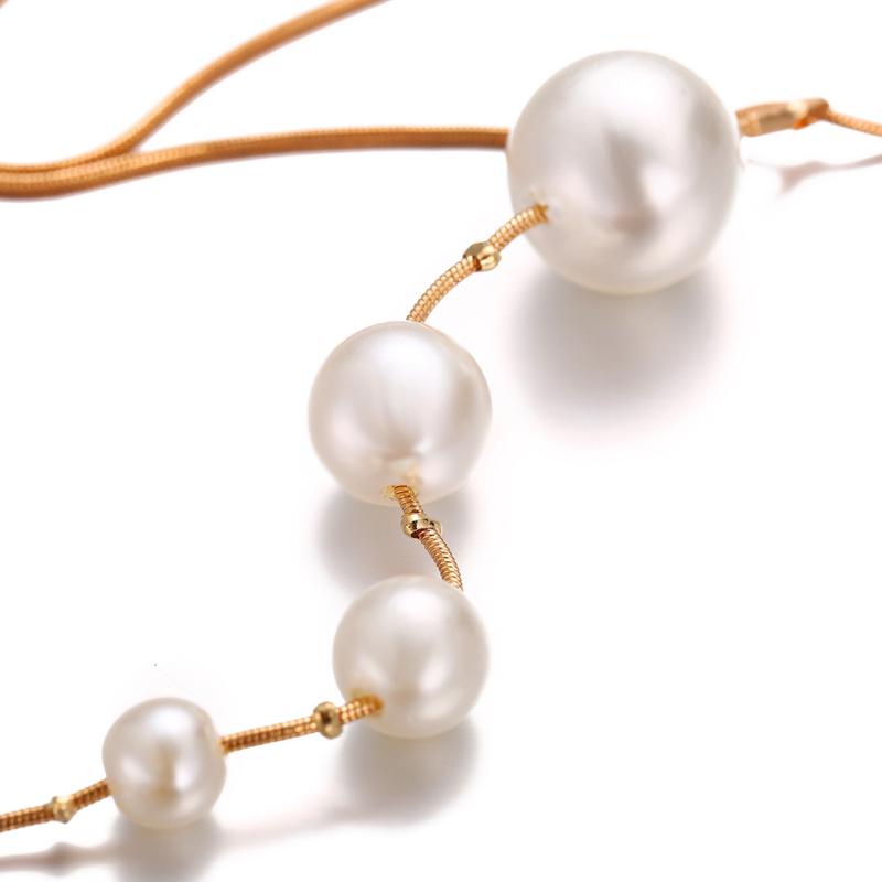 RUI RUI YU Retro Style Simple Artificial Pearl Bead Pendant Tassel Necklace