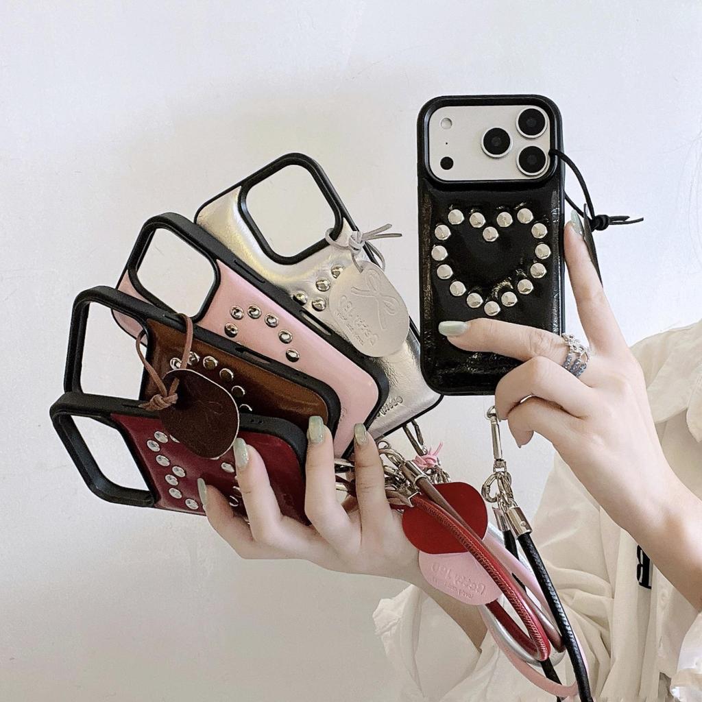 iPhone 17 Pro Max Case: High-End Leather Texture with 3D Rivets, Also Fits iPhone 16 Pro and iPhone 15