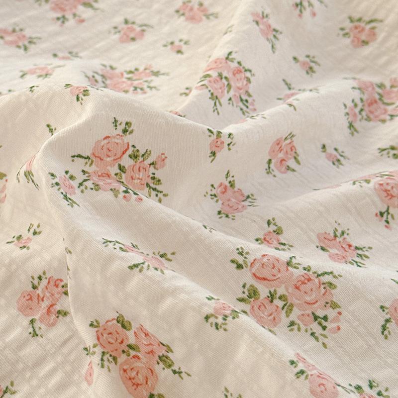 A-Class Double-Layer Yarn Floral Bedding Set Bubble Cotton Skin Friendly Summer Duvet Cover Sets Ins Soft Bed Linens for Home