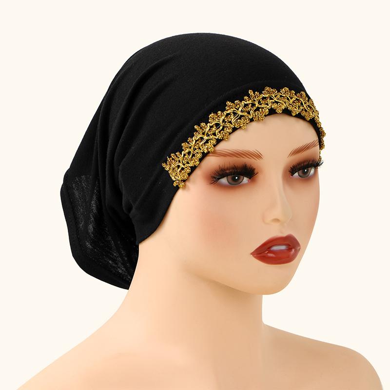Modal Cotton Feel Undercap Stretchy Hijab Plain Soft Bonnet Muslim Women Hotfix Rhinestones Inner Hijab Turban Islam Underscarf