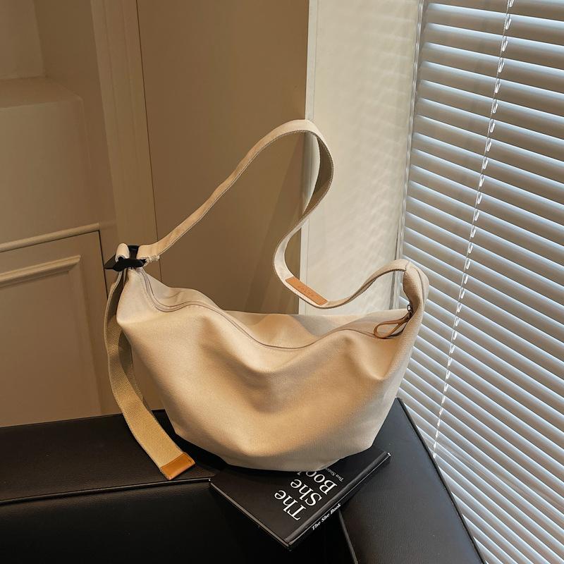 Canvas bag women's summer new niche design fashion shoulder bag versatile messenger bag dumpling bag