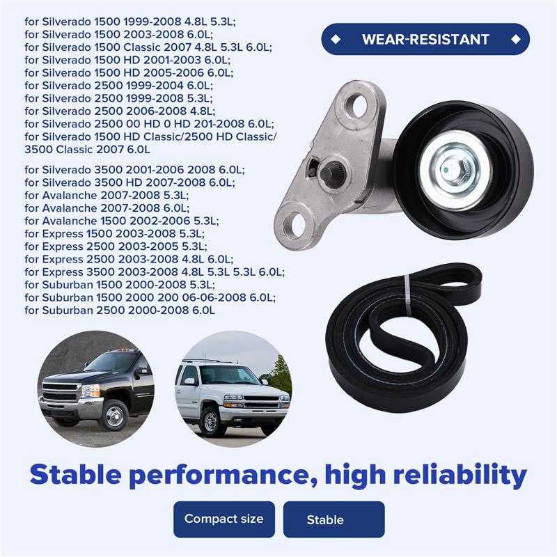 APT BK232 Replacement Engine Serpentine Drive Belt Tensioner Kit For  Silverado 1500(1999-2008)