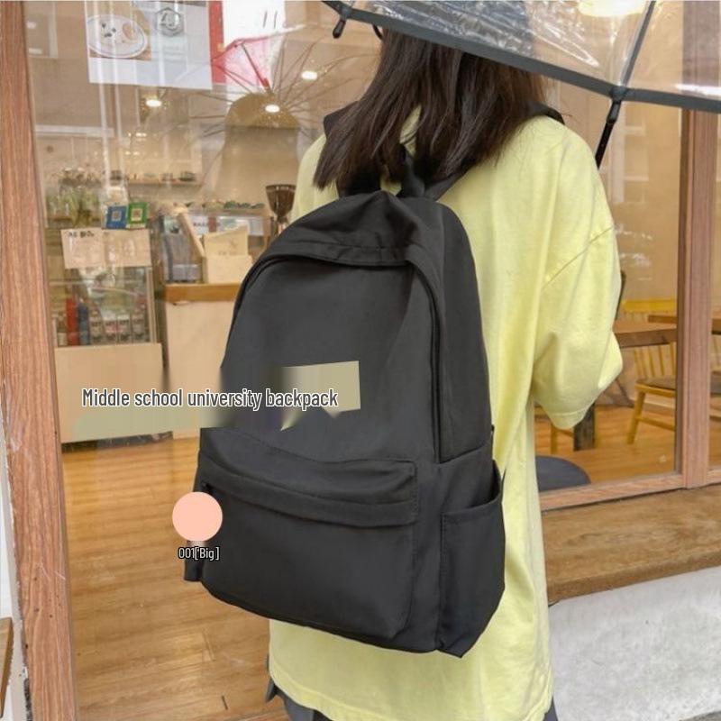 Men's and Women's Solid Color Canvas Backpack - Korean Style for High School & Middle School Students