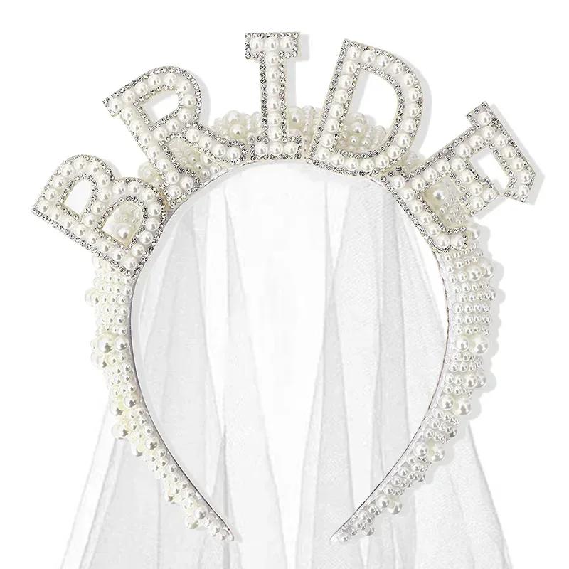 Bride to be Pearl crown Headband Bach Bachelorette hen Party Bridal Shower wedding engagement rehearsal dinner Decoration Gift