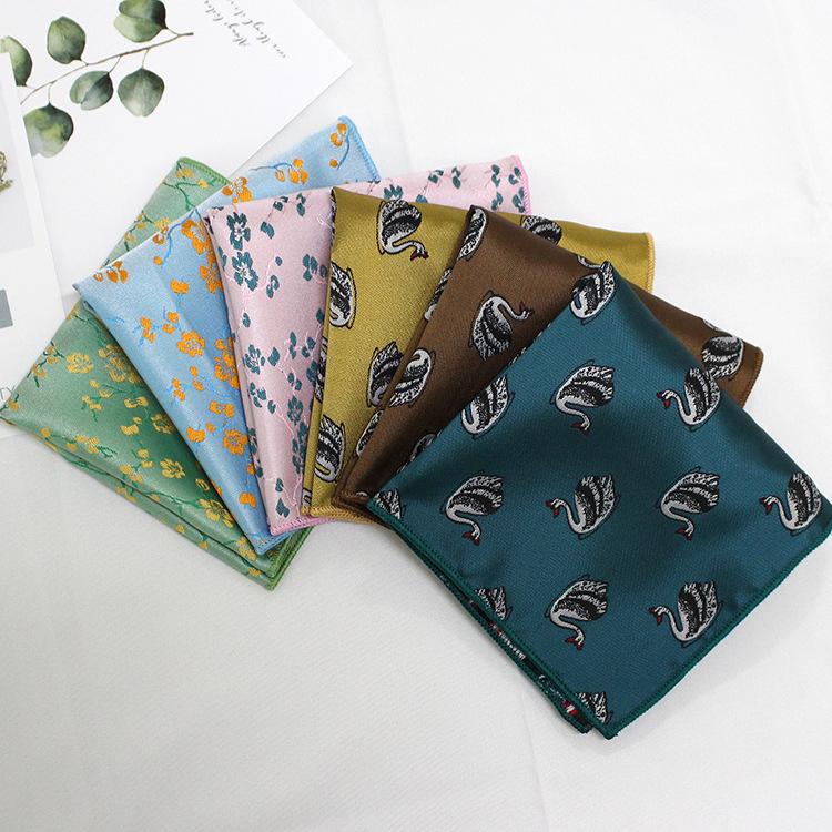 Men'S Handkerchief Jacquard Polyester Silk Flower Leaves Multi-Colored Men'S Pocket Towel