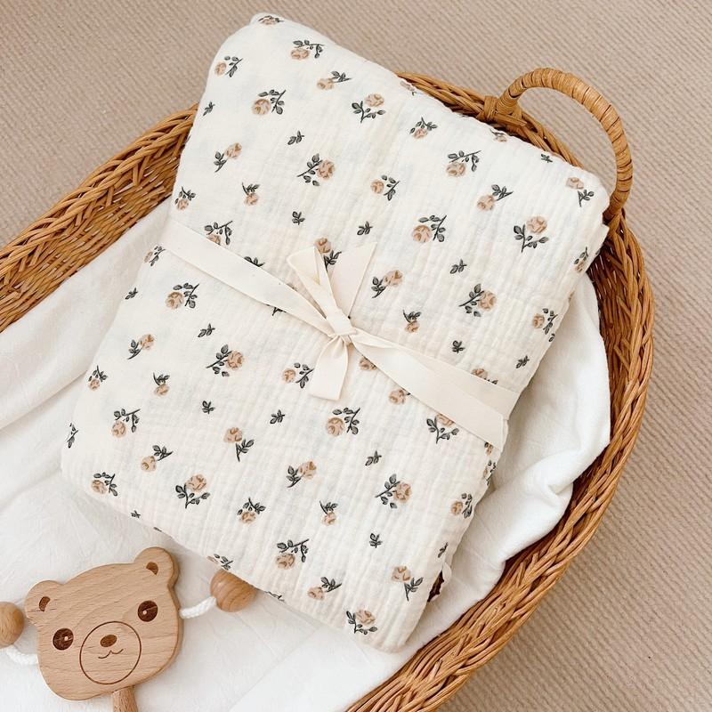 INS Gauze 100% Cotton Princess Blanket Summer Floral Baby Children Kids Blankets Soft Sleeping Bed Crib Quilt Stroller Blanket