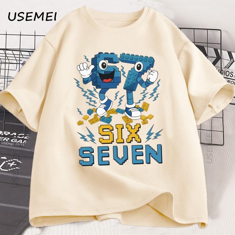 Summer Funny Six Seven T-shirt Cotton Short-sleeve Tshirt Gen Harajuku Streetwear Men Women Tees