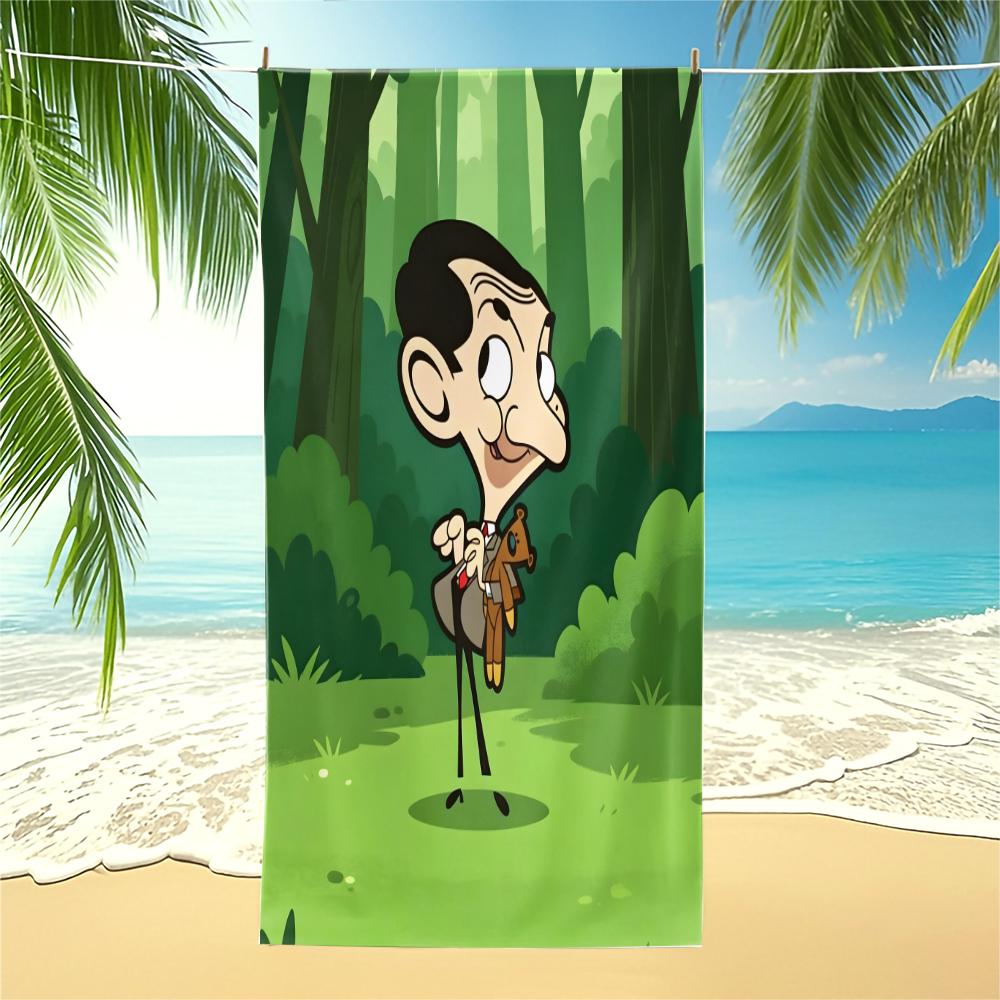 Mr Bean Kreslený Potisk Plážová Osuška Ručník k Bazénu Kempingová Osuška Ručník do Koupelny Deka Estetická Cestovní Novinka Dekorace pro Dospělé