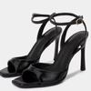 Sexy Pointed Toe Patent Leather Sewing Brown High Heels Women Metallic Decoration Slingbacks Women Pumps Elegant Women's Shoes