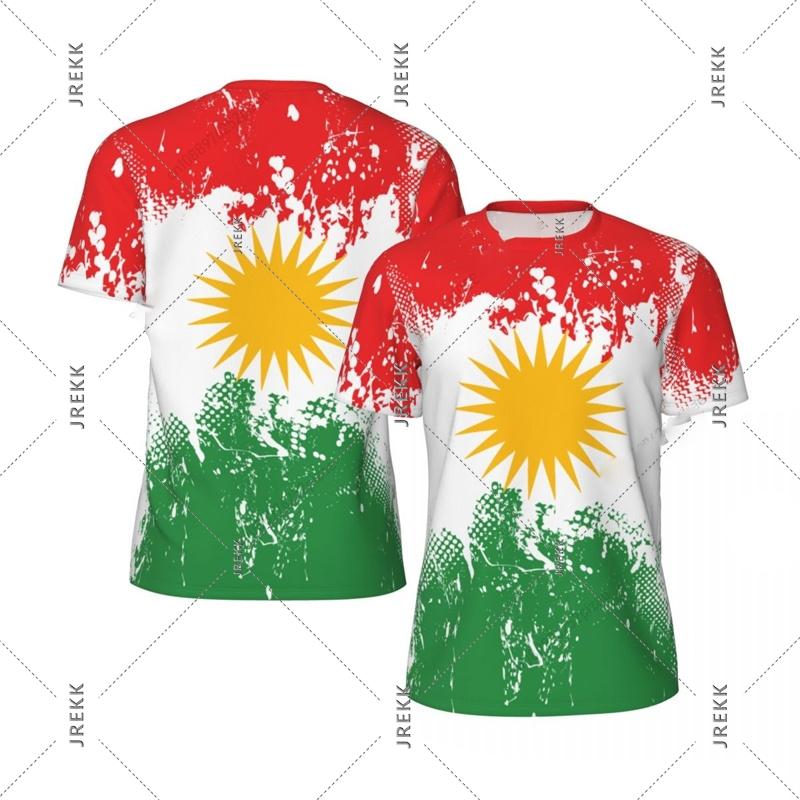 Kurdish Flag Print T-shirt for Men Football Sport Street Casual Short Sleeve O-neck T Shirts Run Summer Fashion Kurds Tee Top