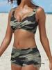 Women Tankini Swimsuit with Shorts Sexy Bathing Suit Camouflage Plus Size Swimwear Two Pieces Bikini Set Maillot De Bain Femme