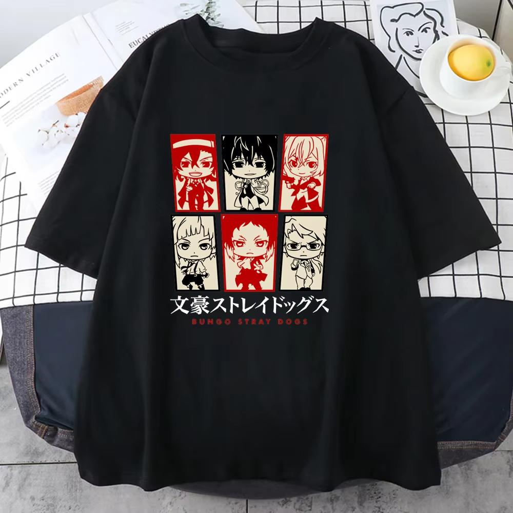 

New Bungo Stray Dogs Printed T-shirt for Both Men and Women Cartoon Harajuku Summer Loose T-shirt Tops Vintage T Shirt Harajuku S