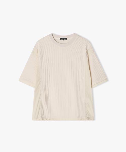 River Classy [25Ss] Llm41538 Cream Waffle Texture Mix Half T-Shirt 95