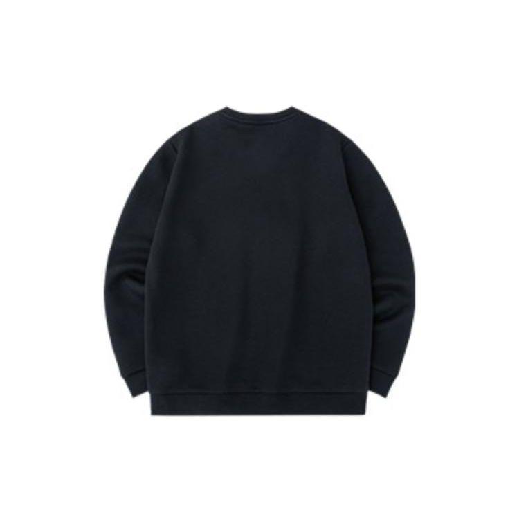 Anta Letter Print Patch Pullover Crew Neck Sweatshirt Unisex Tops Black 152237737-4