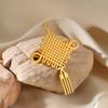 Stainless Steel Chinese Knot Brooch For Women Gold Color Geometric Lucky Brooch Unique Delicate Suit Corsage Pins Accessories