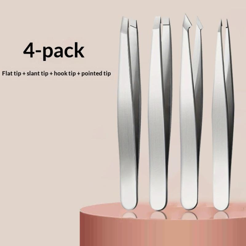Personal Grooming 4 Piece Stainless Steel Tweezers Set for Eyebrow Shaping Hair Removal Beard Plucking A