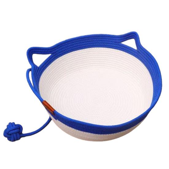 

Cat Bed Basket Cotton Rope Woven Pet Bed Breathable Cat Ear Pet Sleeping Basket with Ball Toy for All Seasons Medium Large Cats S
