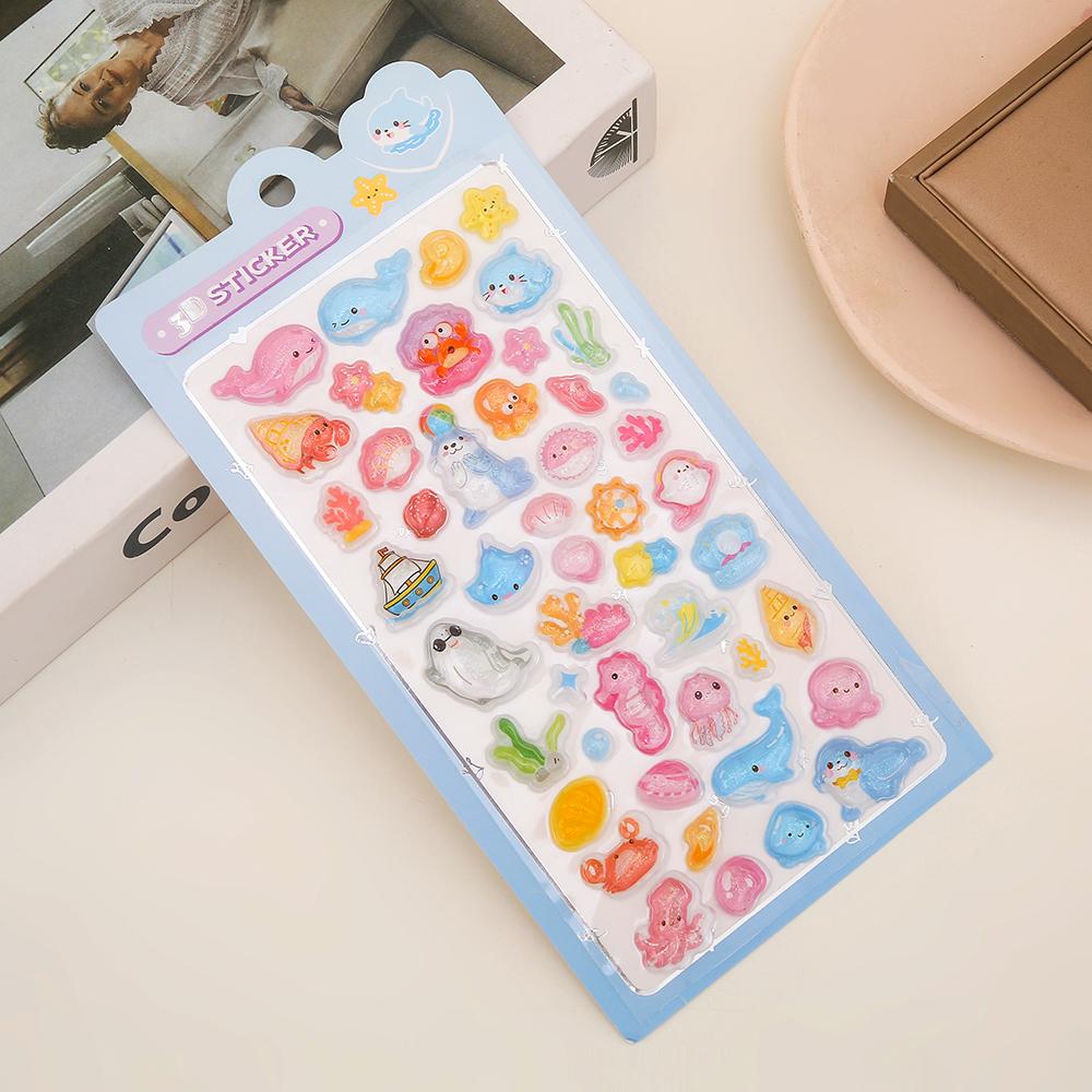 Kawaii Animals 3D Bubble Stickers Cute Cartoon Clip Stickers DIY Diary Stationery Stickers Decorative Aesthetic Art