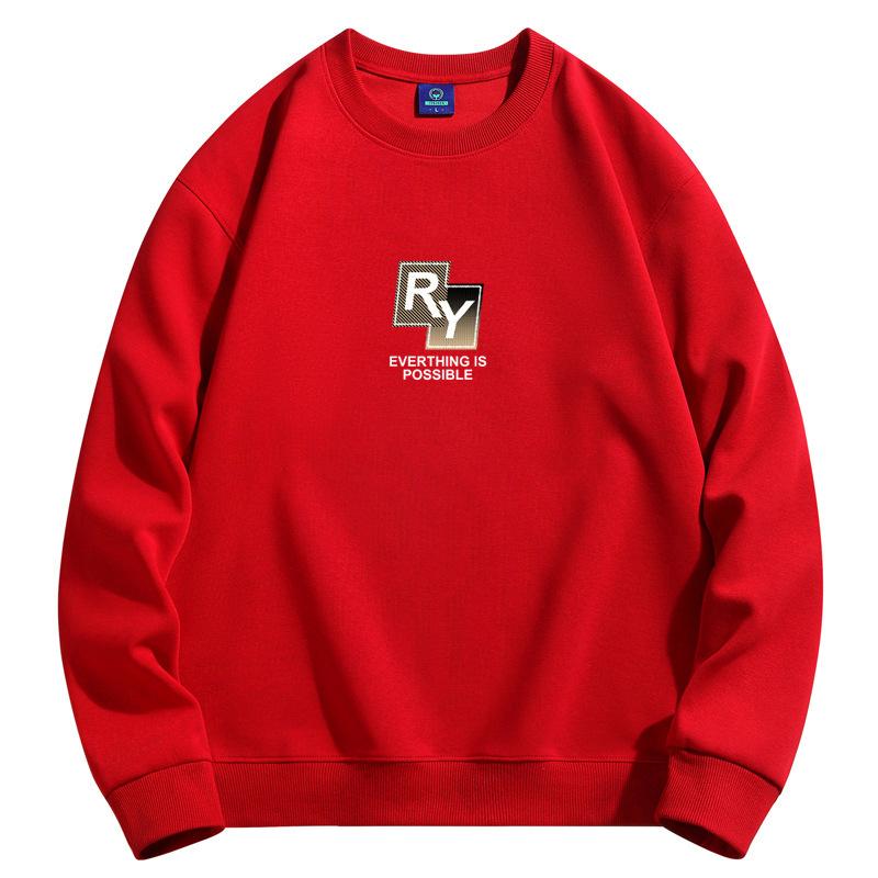 Мужская толстовка с круглым вырезом и узором RY, модная повседневная толстовка с длинным рукавом большого размера