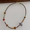 Vintage Ethnic Vibrant Natural Stone Tiger Eye Asymmetric Beads Fish Beaded Necklace For Women Gold Plated Chain Strand Chokers