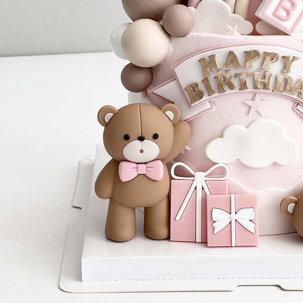 Medvědí Toppery na dort Koule Dekorace na dort s písmeny BABY pro Baby Shower Medvědí tématické Narozeninové párty potřeby (Dívka)
