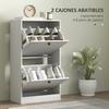 Shoe Cabinet With 2 Flip Drawers Adjustable Shelves For Hallways And Small Spaces 47x26x85 Cm White Veined