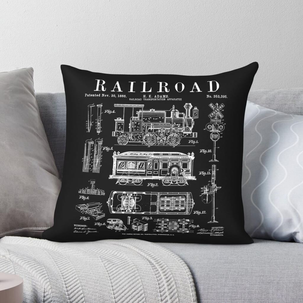 Eisenbahn Dampflokomotive Patent Kissenbezug Polyester Leinen Samt Kreativ Reißverschluss Dekorative Sofa Kissenhülle