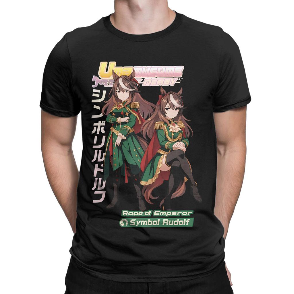 Umamsusme Pretty Derby Anime T Shirt Couple  Y2K Basic Pure Cotton T-Shirts Summer O Neck Leisure Tees Pattern Oversize Clothes